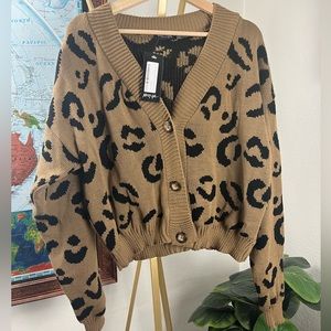 NWT Nasty Gal Collection leopard print cardigan. SZ US 22/UK 26 made in UK